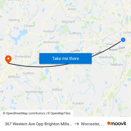367 Western Ave Opp Brighton Mills Mall to Worcester, MA map