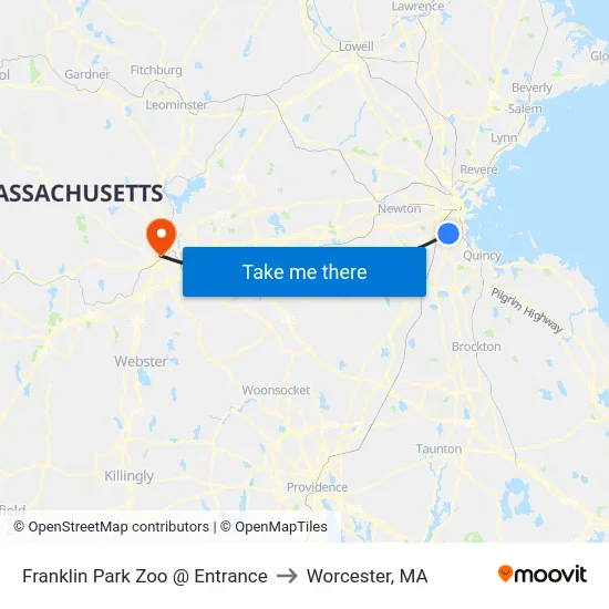 Franklin Park Zoo @ Entrance to Worcester, MA map