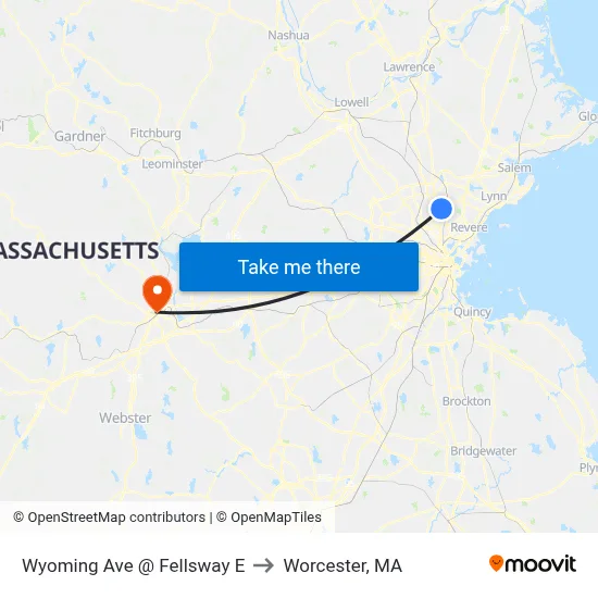 Wyoming Ave @ Fellsway E to Worcester, MA map