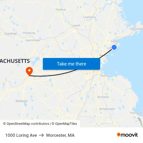 1000 Loring Ave to Worcester, MA map