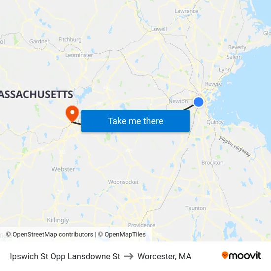 Ipswich St Opp Lansdowne St to Worcester, MA map
