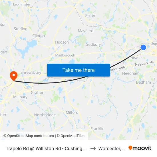 Trapelo Rd @ Williston Rd - Cushing Square to Worcester, MA map