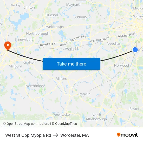West St Opp Myopia Rd to Worcester, MA map