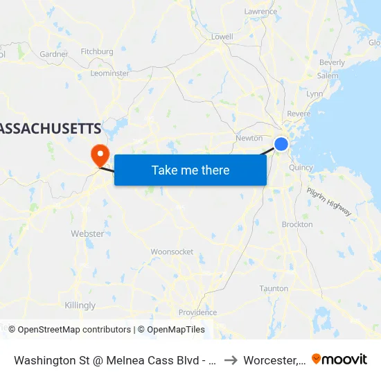 Washington St @ Melnea Cass Blvd - Silver Line to Worcester, MA map