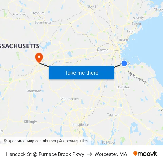 Hancock St @ Furnace Brook Pkwy to Worcester, MA map