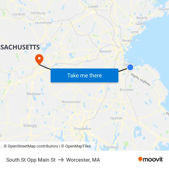 South St Opp Main St to Worcester, MA map