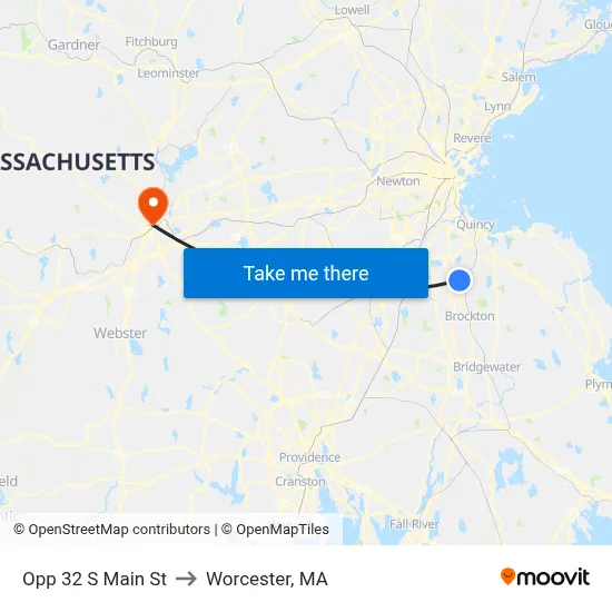 Opp 32 S Main St to Worcester, MA map
