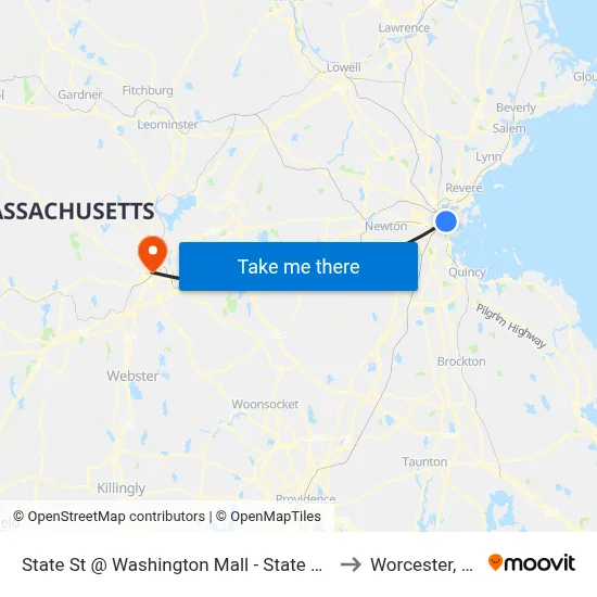 State St @ Washington Mall - State St Sta to Worcester, MA map