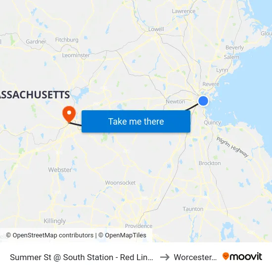 Summer St @ South Station - Red Line Entrance to Worcester, MA map