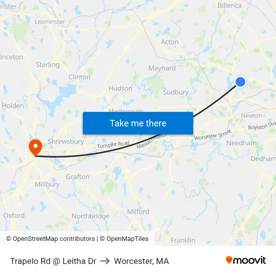 Trapelo Rd @ Leitha Dr to Worcester, MA map