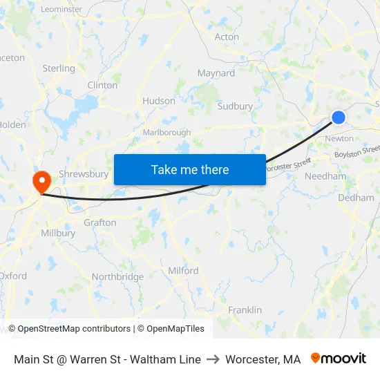 Main St @ Warren St - Waltham Line to Worcester, MA map