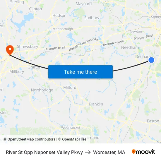 River St Opp Neponset Valley Pkwy to Worcester, MA map