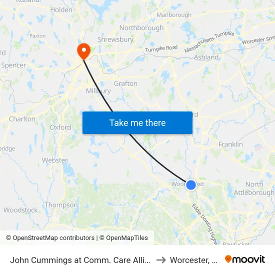 John Cummings at Comm. Care Alliance to Worcester, MA map