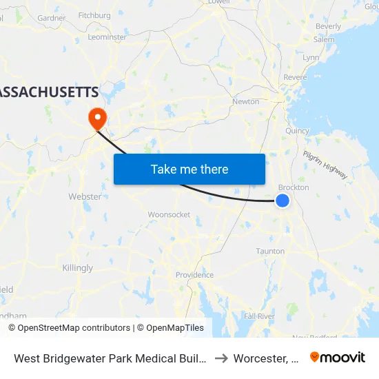 West Bridgewater Park Medical Building to Worcester, MA map