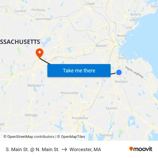 S. Main St. @ N. Main St. to Worcester, MA map