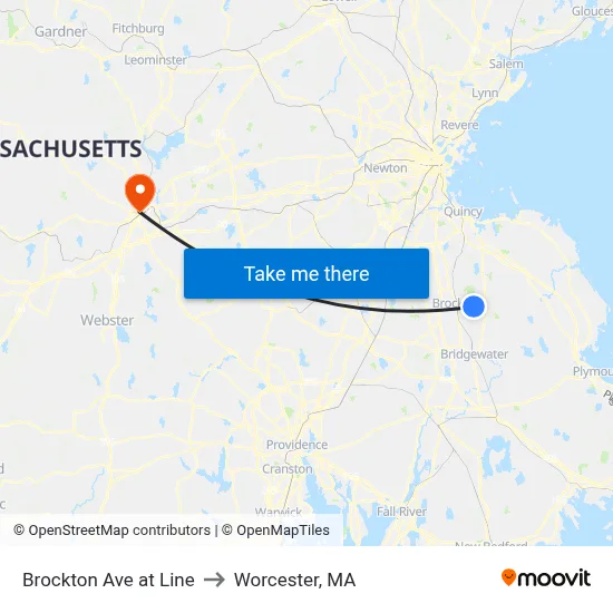 Brockton Ave at Line to Worcester, MA map