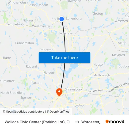 Wallace Civic Center (Parking Lot), Fitchburg to Worcester, MA map