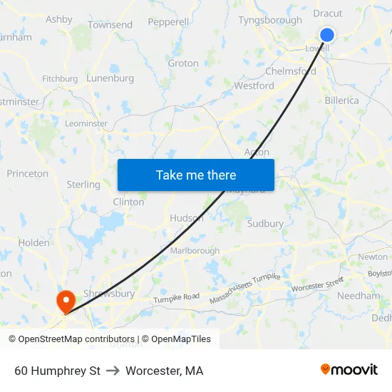 60 Humphrey St to Worcester, MA map