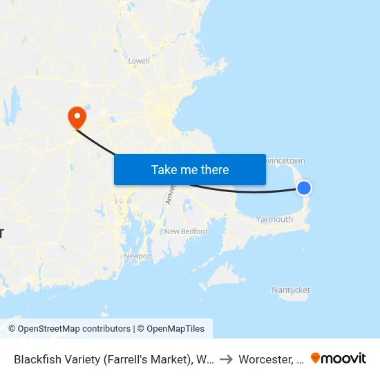 Blackfish Variety (Farrell's Market), Wellfleet to Worcester, MA map