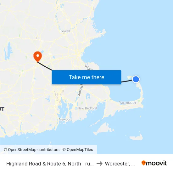 Highland Road & Route 6, North Truro to Worcester, MA map