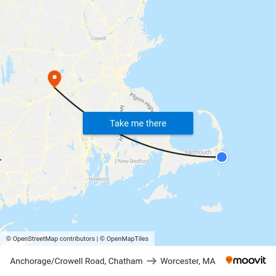 Anchorage/Crowell Road, Chatham to Worcester, MA map