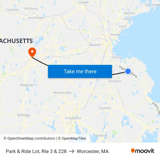 Park & Ride Lot, Rte 3 & 228 to Worcester, MA map