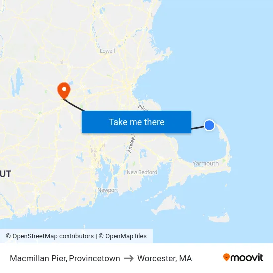 Macmillan Pier, Provincetown to Worcester, MA map