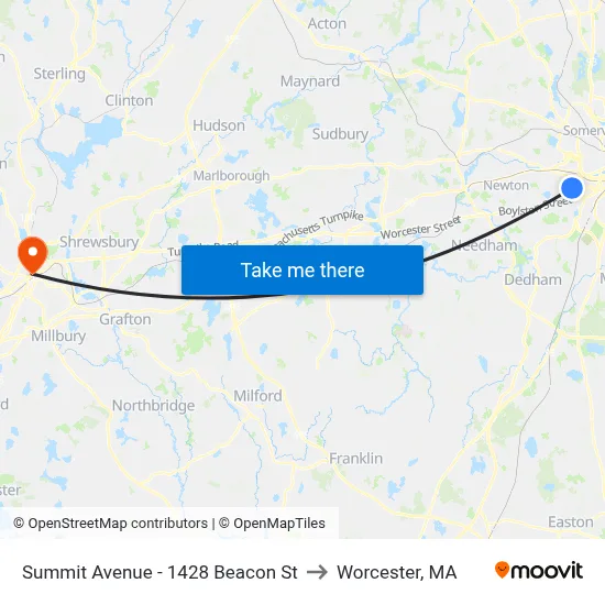 Summit Avenue - 1428 Beacon St to Worcester, MA map