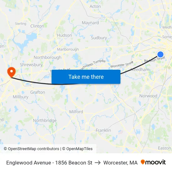 Englewood Avenue - 1856 Beacon St to Worcester, MA map