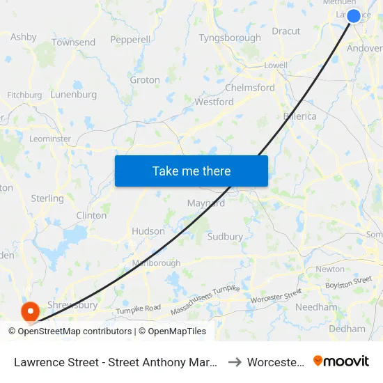 Lawrence Street - Street Anthony Maronite Church to Worcester, MA map