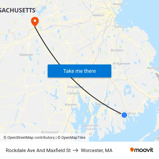 Rockdale Ave And Maxfield St to Worcester, MA map