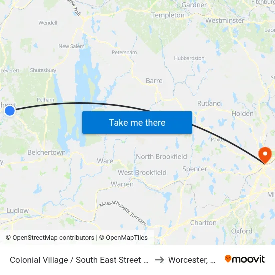 Colonial Village / South East Street (W) to Worcester, MA map