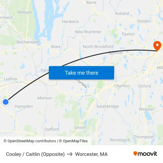 Cooley / Caitlin (Opposite) to Worcester, MA map