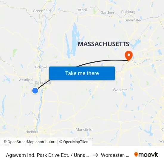 Agawam Ind. Park Drive Ext. / Unnamed to Worcester, MA map