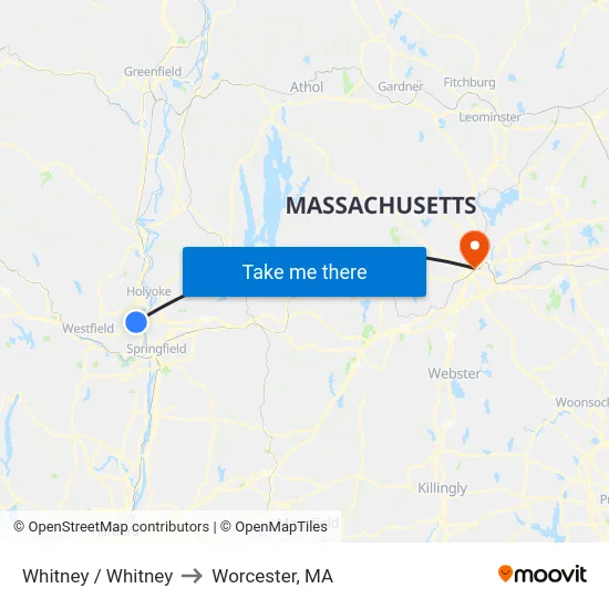 Whitney / Whitney to Worcester, MA map