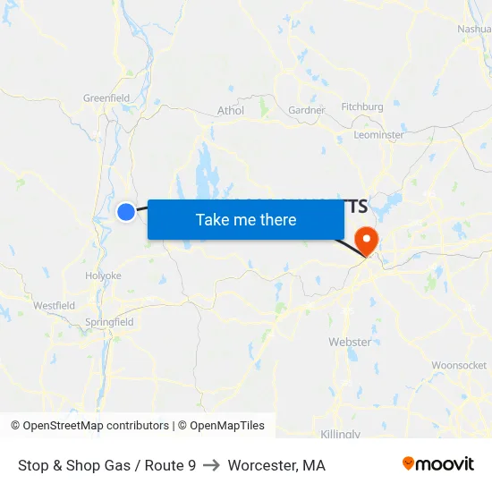 Stop & Shop Gas / Route 9 to Worcester, MA map