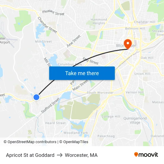 Apricot St at Goddard to Worcester, MA map