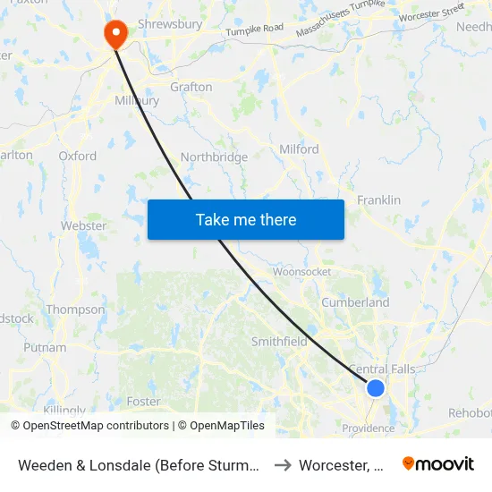 Weeden & Lonsdale (Before Sturman) to Worcester, MA map