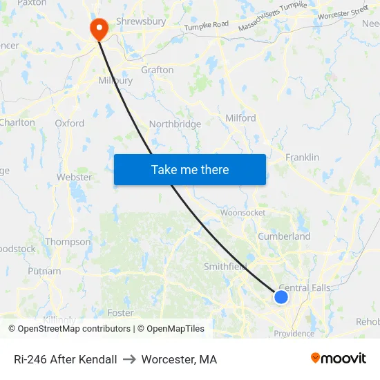 Ri-246 After Kendall to Worcester, MA map