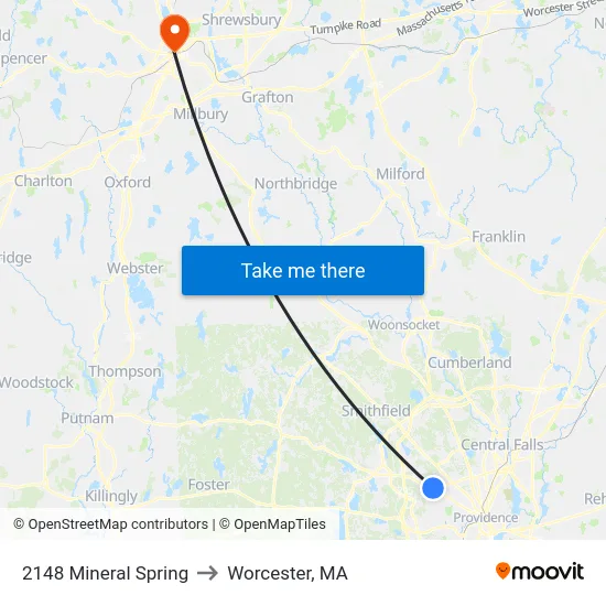 2148 Mineral Spring to Worcester, MA map