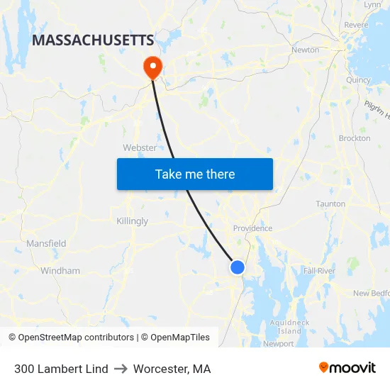 300 Lambert Lind to Worcester, MA map