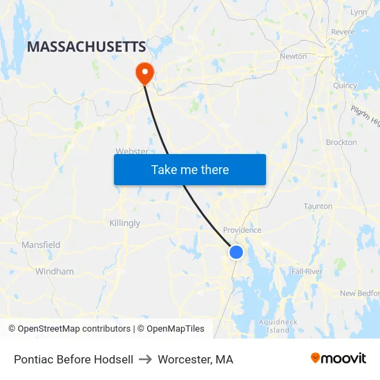 Pontiac Before Hodsell to Worcester, MA map
