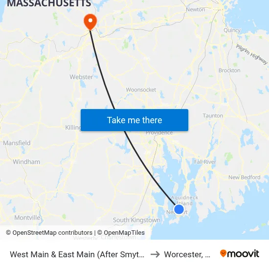 West Main & East Main (After Smythe) to Worcester, MA map