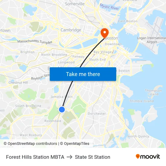 Forest Hills Station MBTA to State St Station map