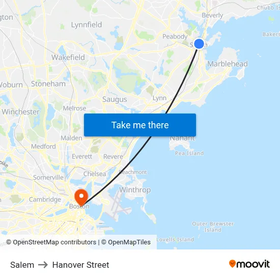 Salem to Hanover Street map