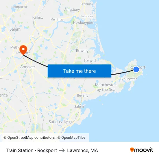 Train Station - Rockport to Lawrence, MA map