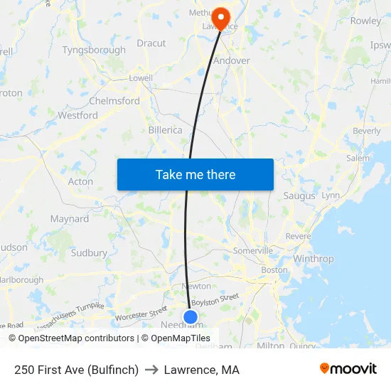 250 First Ave  (Bulfinch) to Lawrence, MA map