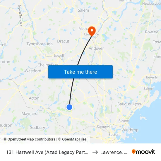 131 Hartwell Ave  (Azad Legacy Partners) to Lawrence, MA map