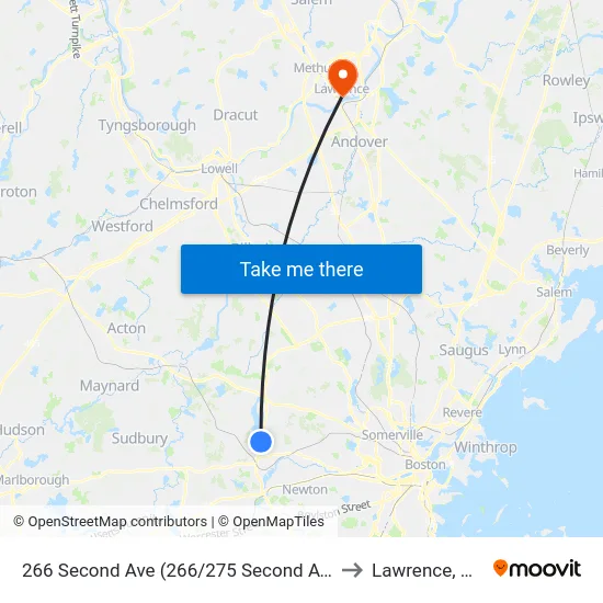 266 Second Ave (266/275 Second Ave) to Lawrence, MA map