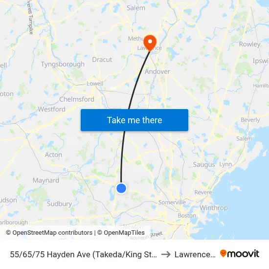 55/65/75 Hayden Ave  (Takeda/King St Properties) to Lawrence, MA map